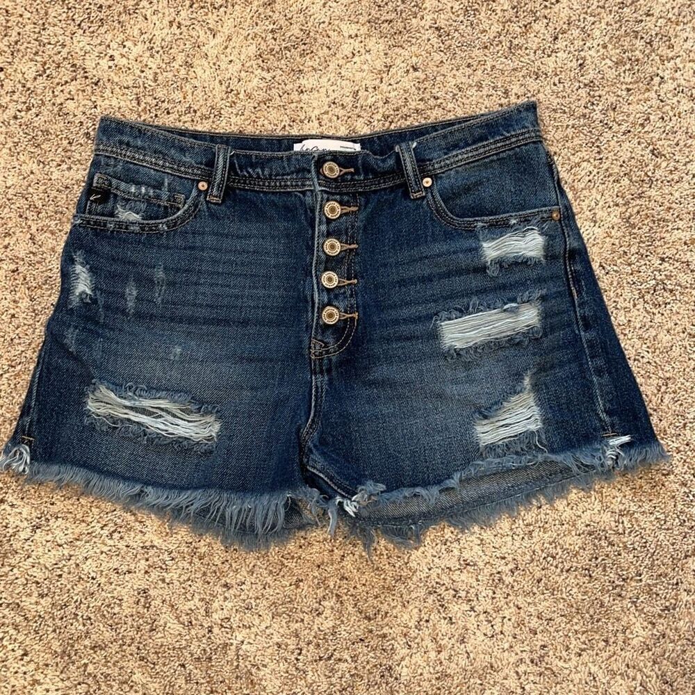 KanCan High Rise Ripped Button Fly Shorts Size 29 - Picture 2 of 5
